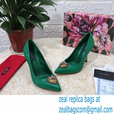 Dolce  &  Gabbana Heel 10.5cm Quilted Leather Devotion Pumps Green 2021